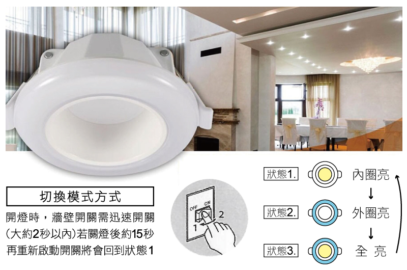 億光星芸雙色崁燈說明